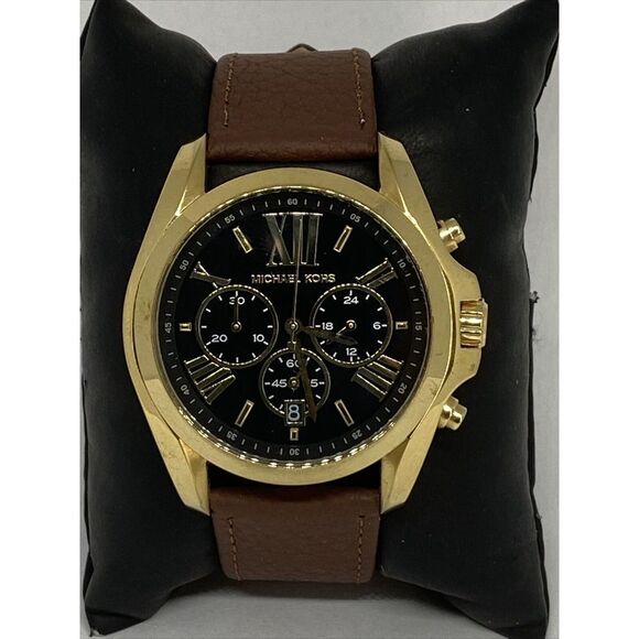 Michael Kors Bradshaw MK5739 Womens Brown Leather Analog Dial Quartz Watch XR224 - Picture 1 of 12